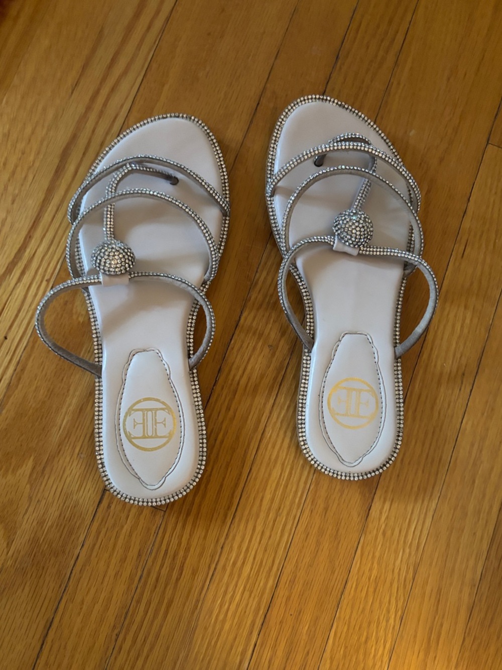 Embellished Silver Women’s Slide Sandals